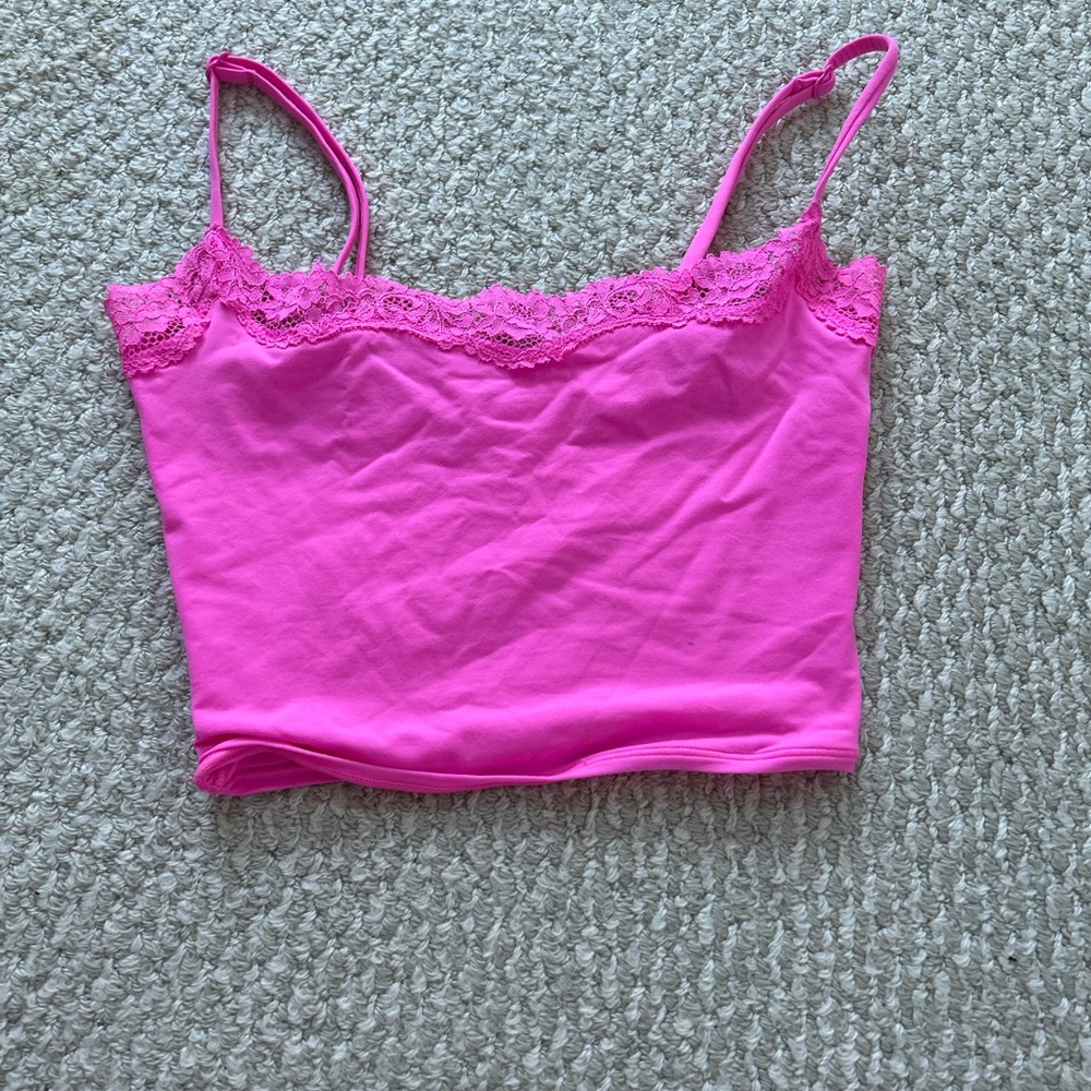 SKIMS Pink Lace Trim Camisole
